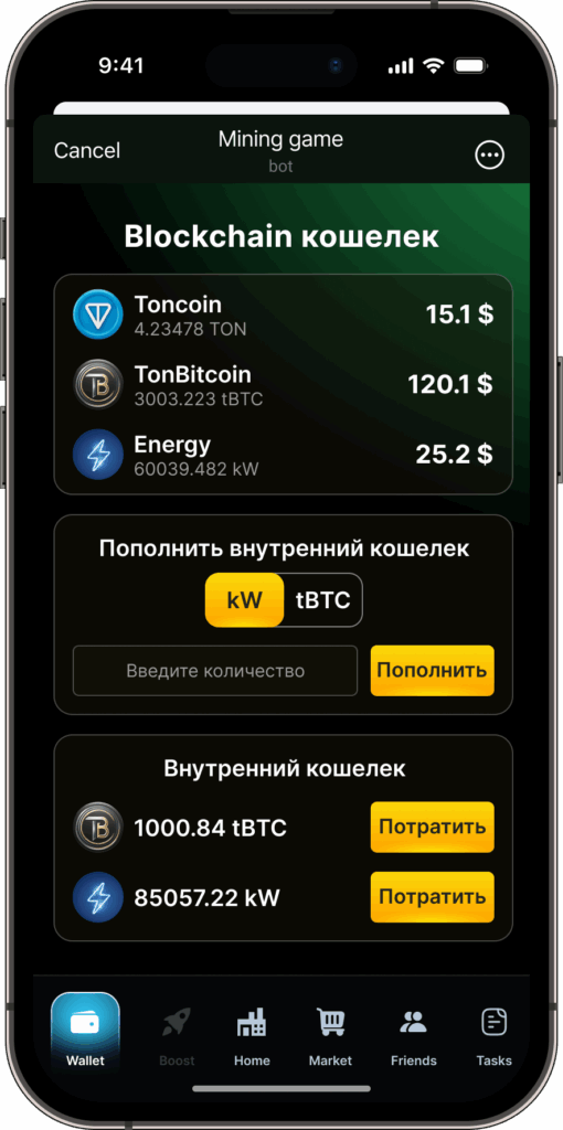 Страница Wallet